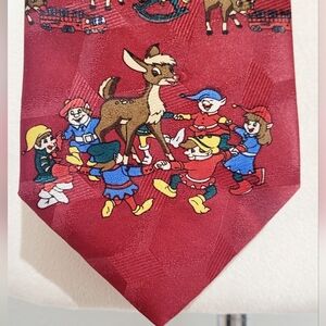 Vintage Rudolph The Red Nosed Reindeer And Elves Christmas Tie Necktie Holiday